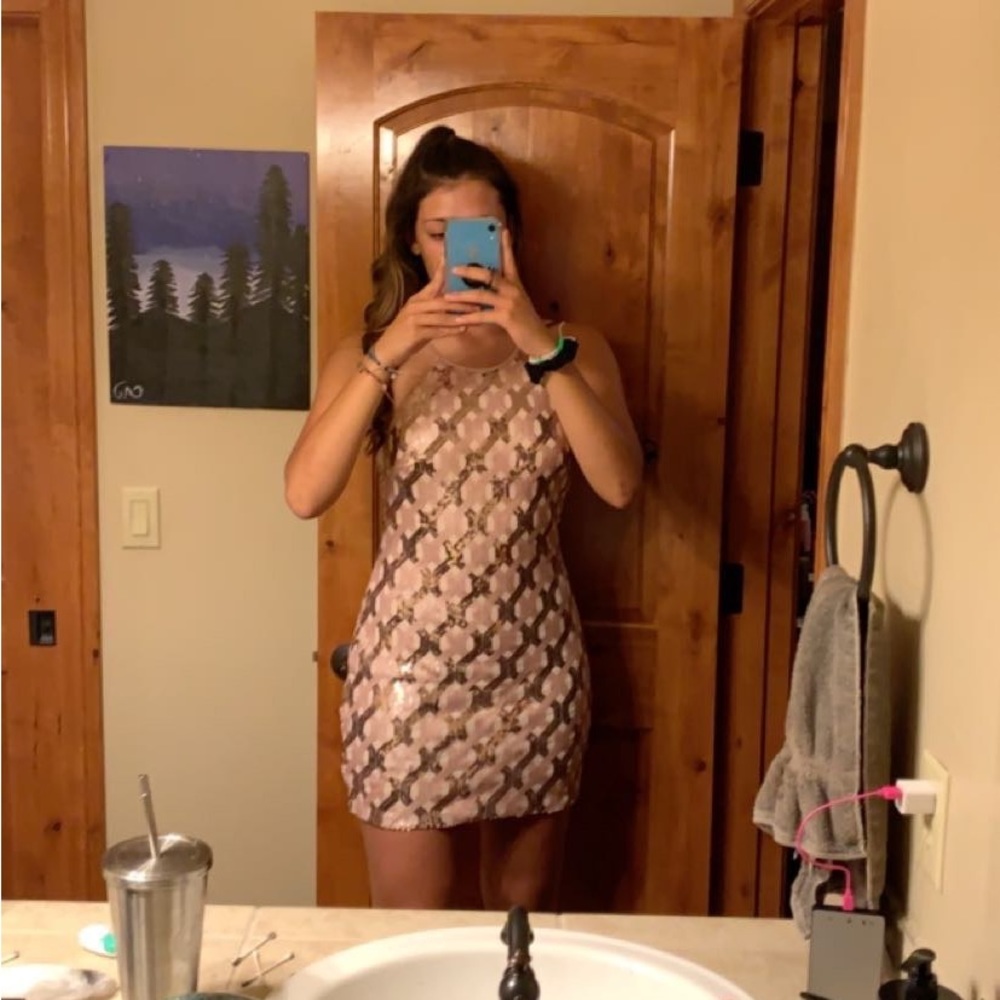 Tan sparkly mini dress size 9